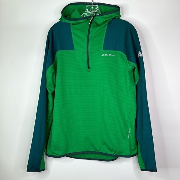 Eddie Bauer Green Blue Hooded 1/4 Zip Long Sleeve Shirt Size Medium - Picture 1 of 8